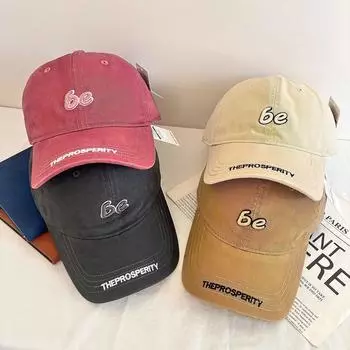 Новая весенне-летняя бейсбольная кепка из чистого хлопка с загнутыми полями, мягким верхом и объемной вышивкой для мужчин и женщин, универсальная повседневная кепка M56-58cm чёрный