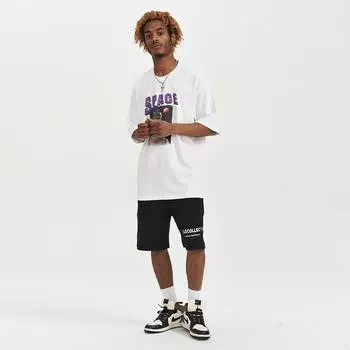 Новая весенне-летняя мужская модная футболка с короткими рукавами с принтом, мужская свободная хлопковая уличная модная футболка в гонконгском стиле для мужчин S