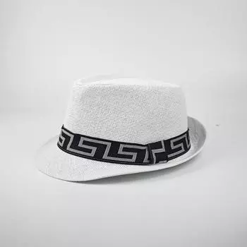 Новая весенне-летняя мужская соломенная шляпа-цилиндр с короткими полями Tide British Jazz Sunshade, солнцезащитная пляжная шляпа для джентльмена белый