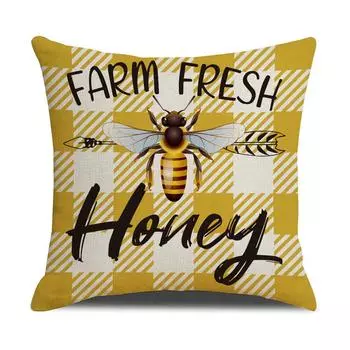 Новая весенне-летняя наволочка с подсолнухом и пчелой, современная простая наволочка для подушки на диван в гостиную, подушка для спальни 45 * 45Cm (excluding pillow core)