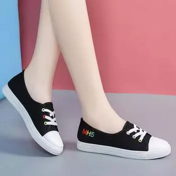 Новая весенне-летняя женская парусиновая обувь, женская повседневная обувь на плоской подошве, белые туфли на шнуровке с низким берцем, женские кроссовки 35 белый