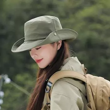 Новая весенне-летняя женская шляпа-ведро, водонепроницаемая складная шляпа с большими полями, которую можно подвешивать для кемпинга в горах, защиты от ультрафиолета, кепка для бассейна One Size55-60cm бежевый