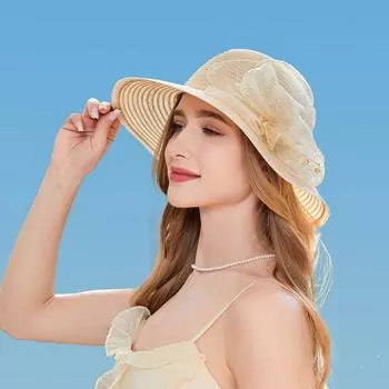 Новая весенне-летняя женская солнцезащитная панама из органзы, дышащая модная шляпа-горшок для цветов, оптовая продажа One size белый