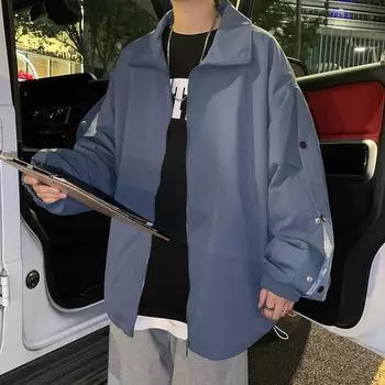 Новая весенне-осенняя куртка мужская универсальная спортивная молодежная повседневная куртка с лацканами мужская свободная бейсбольная форма для мужчин M