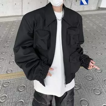 Новая весенне-осенняя куртка в американском стиле с несколькими карманами и короткими плечевыми накладками, куртка High Street, функциональная стильная, классная для мужчин M