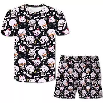 Новая весенне-осенняя одежда для маленьких мальчиков и девочек, детская футболка с изображением игры «Undertale», короткие штаны, комплекты из 2 предметов, модный костюм для малышей, детский комплект 100