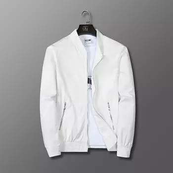Новая весенне-осенняя однотонная повседневная, простая, универсальная и модная летная куртка для мальчиков с воротником-стойкой M белый