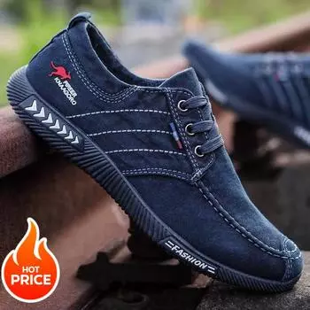 Новая весенне-осенняя парусиновая обувь, нескользящая повседневная обувь, мужские кроссовки, дышащая мужская обувь 39 чёрный