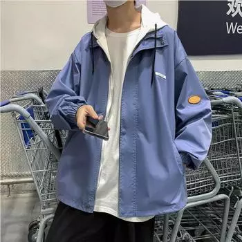 Новая весенне-осенняя праздничная двухкомпонентная рабочая куртка с капюшоном, мужская модная одежда большого размера, куртка в гонконгском стиле для пар M