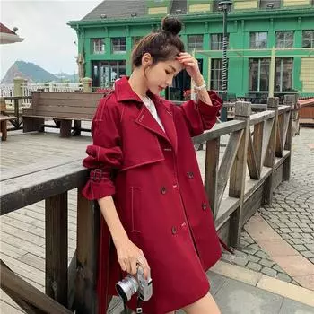 Новая весенне-осенняя женская одежда, маленькая, средней длины, с отстрочкой, двубортная, с поясом, ветровка S