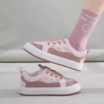 Новая весенне-осенняя женская повседневная обувь, студенческая модная обувь для покупок, универсальные туфли на толстой подошве, женская повседневная обувь, размер 40 36 розовый