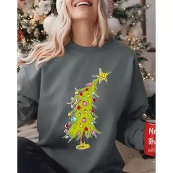 Новая весенне-осенняя женская толстовка с капюшоном с принтом рождественской елки, с круглым вырезом, удобная женская толстовка в стиле поездок на работу S