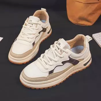 Новая весенняя и осенняя женская обувь Мужская обувь Кроссовки для скейтбординга Дышащая сетчатая повседневная обувь Модные кроссовки на платформе со шнуровкой Модные 39 белый