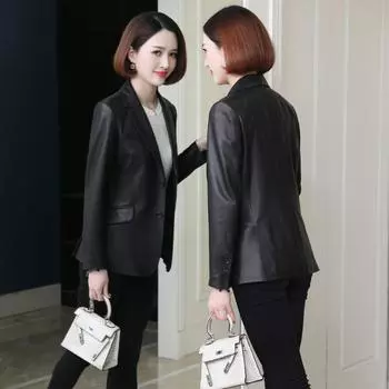 Новая весенняя куртка из натуральной кожи, женская короткая тонкая куртка из овчины, одинарная кожаная куртка S