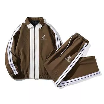 Новая весенняя мода Свободная куртка Вышитый костюм Спортивное пальто + брюки с девятью точками M чёрный