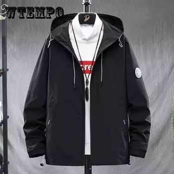 Новая весенняя мужская куртка больших размеров с несколькими карманами, рабочая одежда, ветровка с капюшоном, мужские свободные повседневные пальто на молнии M