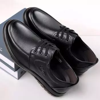 Новая весенняя мужская обувь, мужская деловая повседневная кожаная обувь с верхним слоем из воловьей кожи с круглым носком, папина обувь для среднего и пожилого возраста с сухожильной подошвой 38