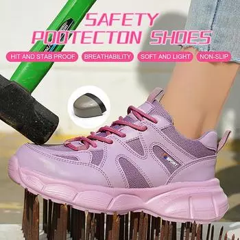 Новая весенняя обувь по страхованию труда, женская небьющаяся и противопирсинговая рабочая обувь со стальным носком, летняя дышащая защитная обувь 33 чёрный