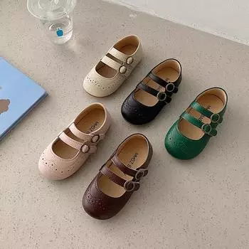 Новая весенняя обувь принцессы, детская маленькая кожаная обувь, повседневная обувь в Корейском стиле в стиле ретро с мягкой подошвой для девочек, противоскользящая застежка-липучка 21 коричневый