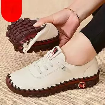 Новая весенняя повседневная женская обувь, лоферы на платформе, кожаные туфли на плоской подошве со шнуровкой, обувь без шнуровки для мам, Mujer Zapatos Chaussure Femme 35