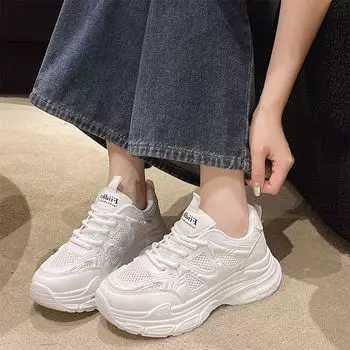 Новая весенняя женская обувь, универсальные белые туфли на платформе, легкие повседневные кроссовки для женщин 35 серый