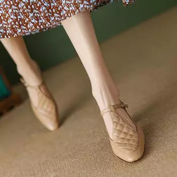 Новая весенняя женская обувь, женские туфли-лодочки с ремешком и пряжкой в стиле ретро, туфли на каблуке с острым носком, женские туфли на каблуке Мэри Джейн 38 абрикосовый