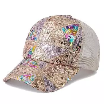 Новая весна лето женская блестящая нерегулярная диагональная кепка женская кепка женская уличная сетчатая кепка дальнобойщика модная кепка 56cm-60cm бежевый