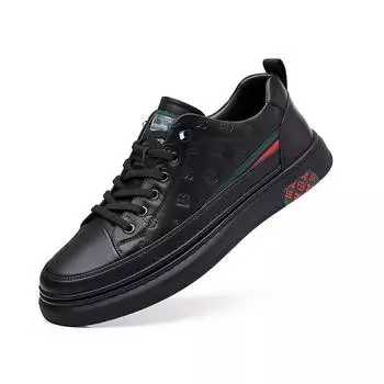 Новая весна Новые мужские туфли из натуральной кожи Повседневная обувь Для отдыха на плоской подошве Скейтбордические туфли Молодежные кроссовки из коровьей кожи на шнуровке 38