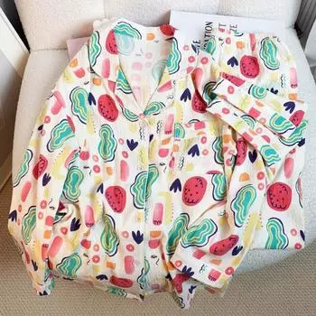 Новая весна осень женская пижама комплект домашней одежды для девочек свежий студенческий комплект с длинным рукавом удобная повседневная домашняя одежда из хлопка Cloud M