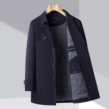 Новая ветровка из шелка Mulberry средней длины для мужчин, весна-осень, большой размер, деловая повседневная куртка для пап среднего возраста 170