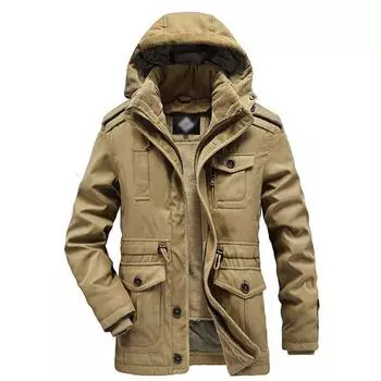 Новая ветровка, мужской плащ высокого качества с капюшоном, повседневная съемная внутренняя подкладка, мужская осенне-зимняя уличная куртка средней длины M хаки