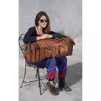 Новая винтажная большая сумка ручной работы из натуральной козьей кожи для путешествий с ночевкой в выходные дни 30 x 11 x 11 inches коричневый