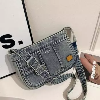 Новая винтажная джинсовая сумка через плечо с большой вместимостью, высококачественная универсальная студенческая сумка для поездок на работу