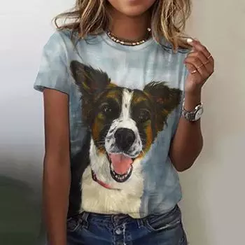 Новая винтажная футболка с принтом собаки из мультфильма для женщин, топ больших размеров, женская трендовая одежда, модная рубашка с короткими рукавами, футболка с круглым вырезом S
