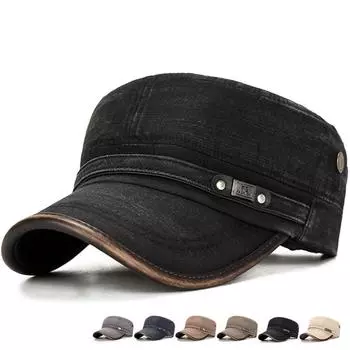 Новая винтажная кепка с плоским верхом, классическая бейсболка Snapback, мужская и женская хлопковая кепка дальнобойщика, шляпа для папы 56-60cm чёрный