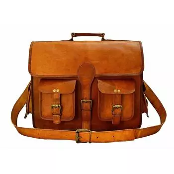 Новая винтажная коричневая кожаная сумка-мессенджер из натуральной кожи, сумка для ноутбука, портфель 11 x 15 x 4 in коричневый