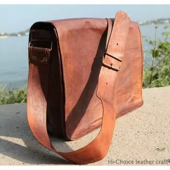 Новая винтажная коричневая мужская большая кожаная сумка через плечо для ноутбука 18 дюймов 14 x 18 x 5 in коричневый