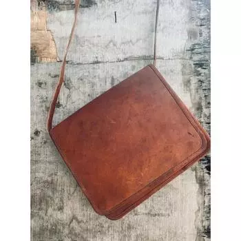 Новая винтажная коричневая сумка-портфель для ноутбука из натуральной кожи 9 x 11 x 4 in коричневый