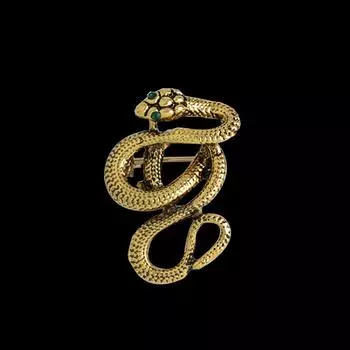 Новая винтажная металлическая брошь в виде змеи со стразами, лацкан, значок на воротник мужской рубашки, одежда для женщин, аксессуары