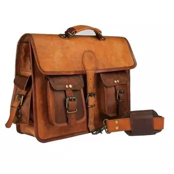 Новая винтажная мужская кожаная сумка-сатчел через плечо для ноутбука, сумка-мессенджер, портфель 18 x 14 x 6 in коричневый