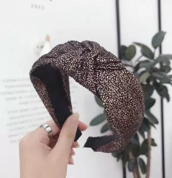 Новая винтажная повязка на голову для женщин, блестящая, из штампованной ткани, широкая, с узлом по центру, для взрослых, классические аксессуары для волос