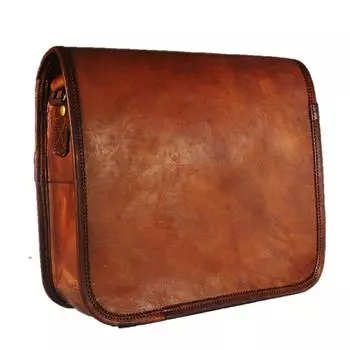 Новая винтажная сумка-мессенджер из натуральной козьей кожи ручной работы темно-коричневого цвета для мужчин 11 x 9 x 3 in коричневый