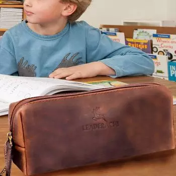 Новая винтажная сумка-ручка из натуральной кожи, пенал (Маскат) коричневый