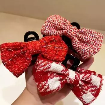 Новая винтажная заколка для волос с красным бантом, женская заколка для волос, модный дизайн, заколки для волос с когтями для женщин, вечерние зажимы в форме акулы, аксессуары для волос, головные уборы