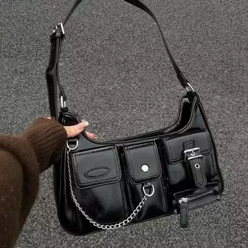 Новая винтажная женская сумка через плечо в стиле мото spice girls цепная сумка уличная хип-хоп женская дизайнерская сумка