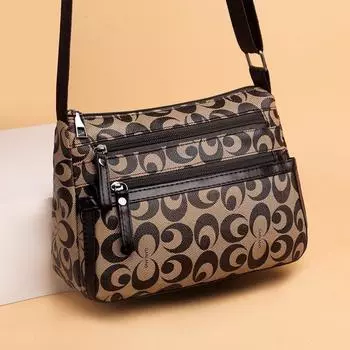 Новая вместительная многослойная женская сумка через плечо, одно плечо, модная трендовая сумка с принтом, кошелек Zero коричневый
