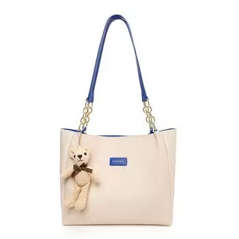 Новая вместительная сумка для поездок на работу с подвеской в виде куклы, на одно плечо, повседневная, простая, из коровьей кожи