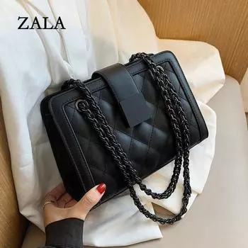 Новая вместительная сумка-мессенджер с ромбами для женщин, универсальная женская сумка через плечо с ромбами и цепочкой, ins trend line