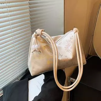 Новая вместительная сумка-тоут в китайском стиле в национальном стиле для женщин 2024 года, новая летняя модная сумка-мессенджер на плечо для поездок на работу и обратно