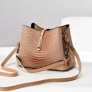 Новая вместительная сумка-ведро женская сумка-ведро яркая кожаная сумка-мессенджер с каменным узором 26*12*19cm чёрный